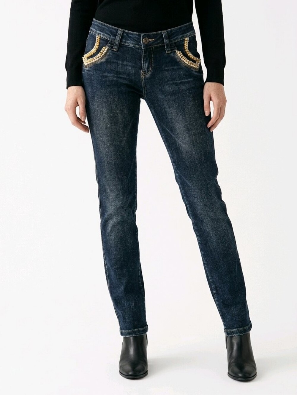 Low rise jeans with bling